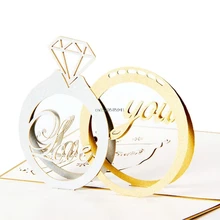 3d pop up Поздравительные открытки кольцо с бриллиантом на день рождения Юбилей Свадебные Юбилей