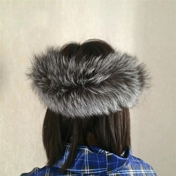 HF001 модная Натуральная черно-бурая лиса меховые головные повязки для женщин/детей Индивидуальный размер adjsutable