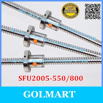 

Zero Backlash Rolled Ball screw SFU2005 -L 550mm / 800mm with 2005 ballnut for CNC X Z Y Table DIY