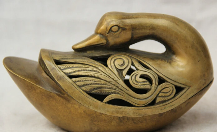 

61 7 " China Chinese Brass Folk duck quacker animal Incense Burner Censer Discount 35%