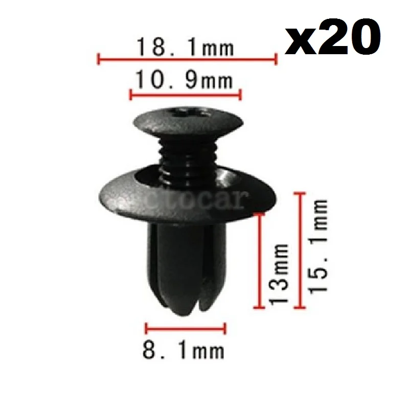 

20pcs Nylon Fastener Rivet Push-Type Retainer Clip For Ford Mazda OE B092-51-833 , MB-455-56143 tyre cover buckle