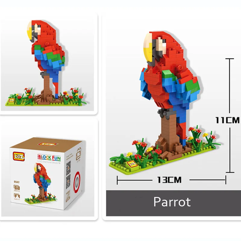 Loz loro animales bloques de construcción juguetes acción figura ladrillos educativos niños regalo juguetes Menino Loz loro animales bloques de construcción juguetes acción figura ladrillos educativos niños regalo juguetes Menino