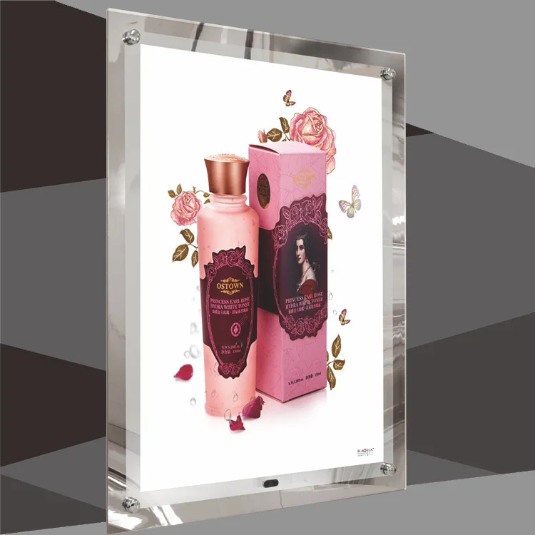 

Free Shipping A4 Magic Mirror Slim Acrylic Frameless Advertising Sensor/inductor Led Light Box