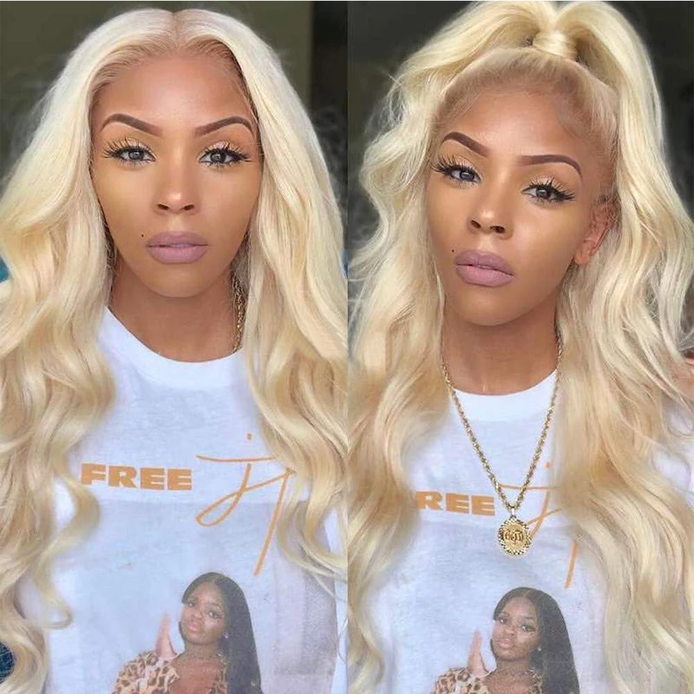 

Simbeauty 360 Lace Frontal Wig Human Hair 613 Blonde Wig Body Wave Pre-Plucked Hairline with Baby Hair Human Hair Wigs For Women
