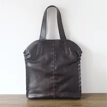 Новинка ручной работы сшить Стиль Дамы топ из натуральной кожи высокого качества большой емкости Мягкая Повседневная модная сумка на плечо