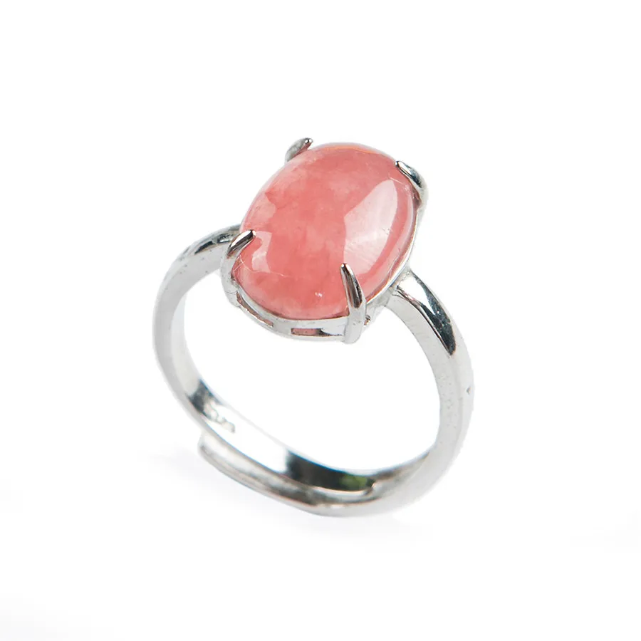 

Adjuestable New Arrival Women Lady Charming Natural Red Rhodochrosite Stone 925 Sterling Silver Ring 14*10*5.5mm