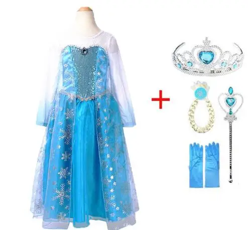 Платье для девочек; платье королевы Эльзы; костюм Снежной королевы Анны; праздничные платья для девочек; детская одежда - Цвет: Set F