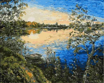 

Frameless painting by numbers paint by number for home decor PBN for living room 4050 blue lake