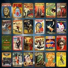 Забавный цирк Битти металлические знаки Келлар Александер Блэкстоун настенные таблички художественный плакат живопись тарелка для паба бар клуб кафе домашний декор