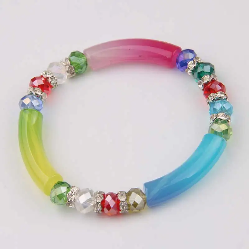 NIUYITID Fluorescent Color Bracelet For Women Trendy Elastic Rhinestone Crystal Bracelet Jewelry High Quality (5)