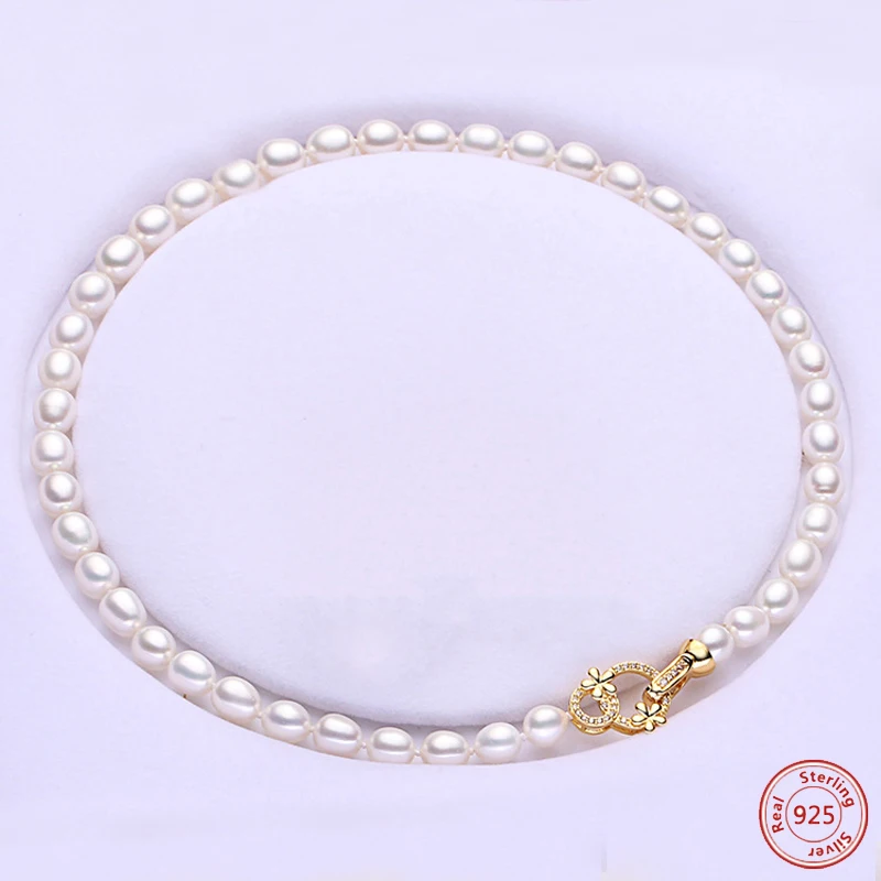 

Konduki Fashion 8-9mm Natural Freshwater White Pearls Choker Necklace With 925 Sterling Silver Lobster Clasp Necklace For Women