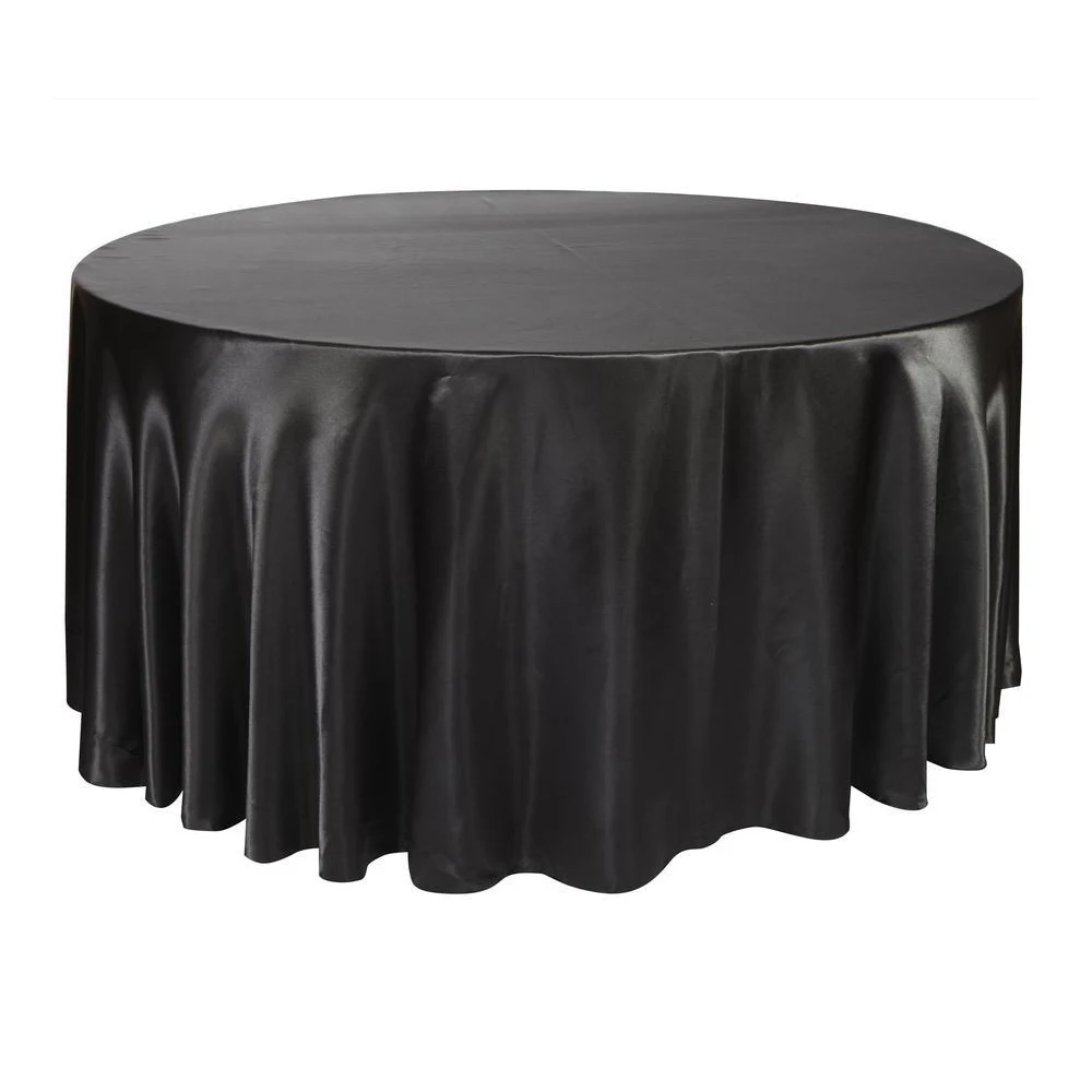 

10pcs 275cm Round Satin Tablecloth Table Cover Polyester Table Cloth Oilproof Wedding Party Restaurant Banquet Home Black White