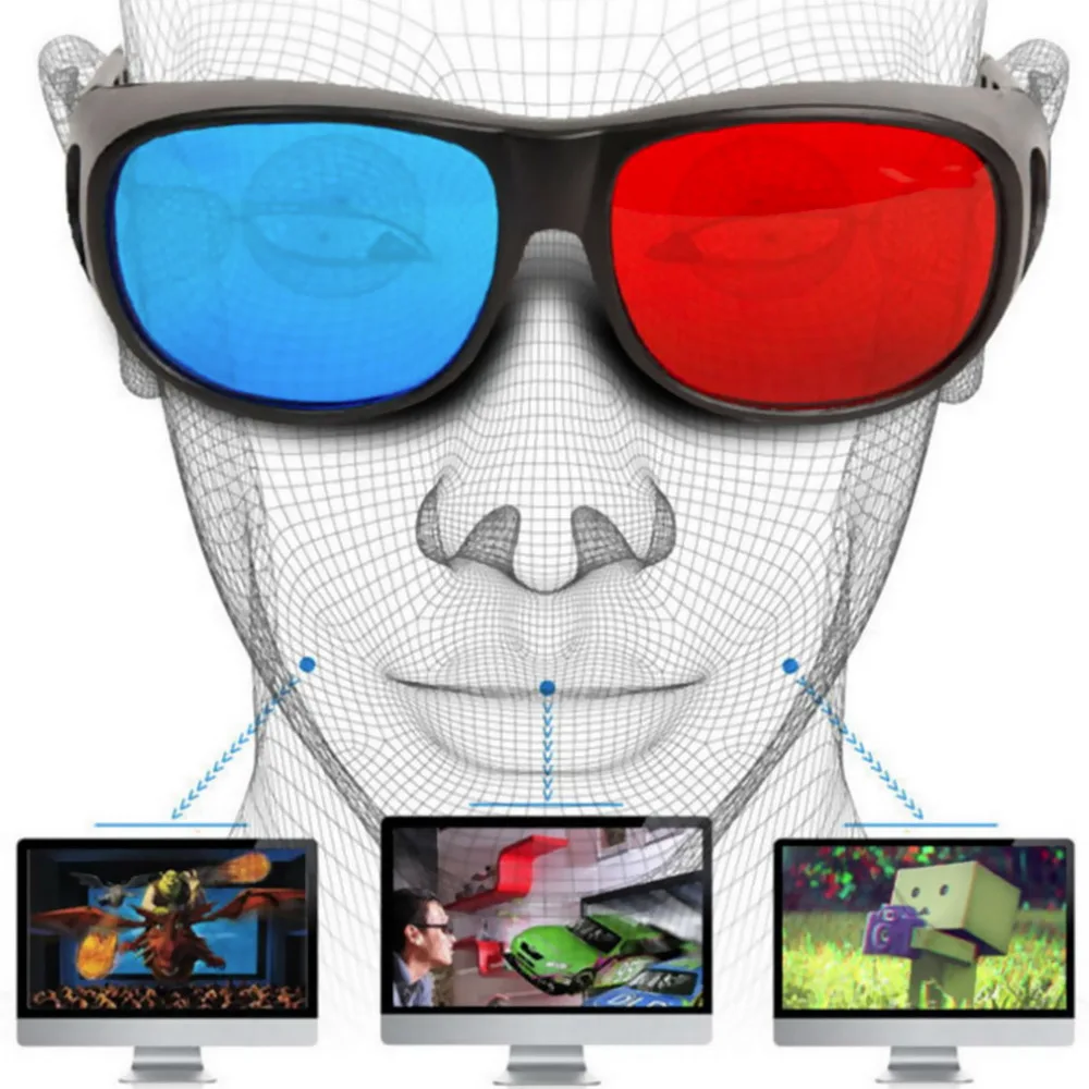 Universal Type 3D Glasses TV Movie Dimensional Anaglyph Video Frame Glasses DVD Game Anaglyph 3D Plastic Glasses Cheap And Hot