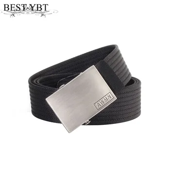 

Best YBT Unisex belt new Nylon Alloy smooth buckle Men belt hgih quality casual Men and Women sport cowboy belt