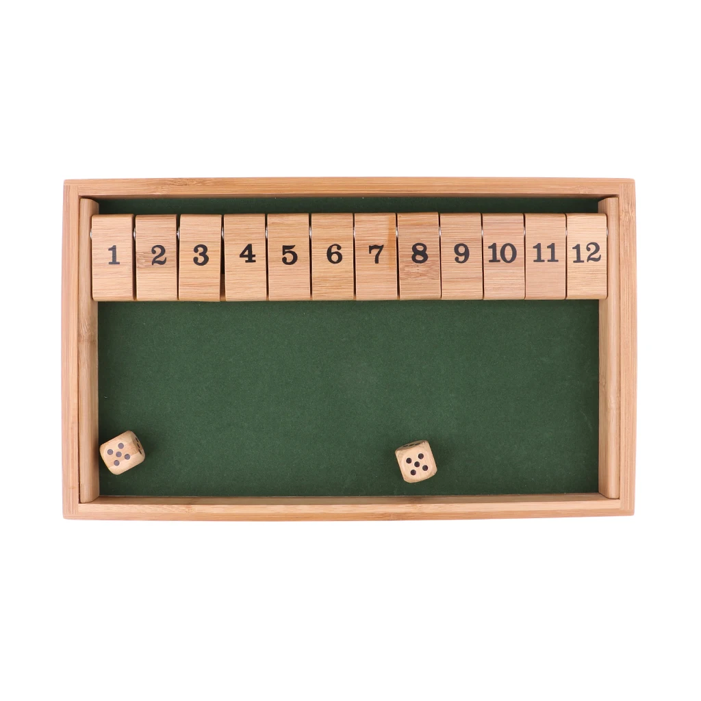 MagiDeal Shut The Box Game Wooden Board Number Dice Toy for Family/ Drinking/Party Game Leisure Play Toy