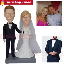Изготовленный На Заказ Bobblehead от фото на заказ Свадебная пара Bobblehead, которая выглядит как вы Свадебный Торт Топперы силуэт статуя