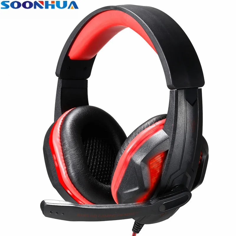 SOONHUA 3.5mm LED Earphone Gaming Headset Gamer PC Headphone Headband