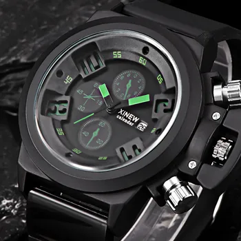 

Famous Brand 2019 Men's Fashion Rubber Watch Casual Date Calendar Large Dial for Big Wrist Quartz Watch relogio masculino Male
