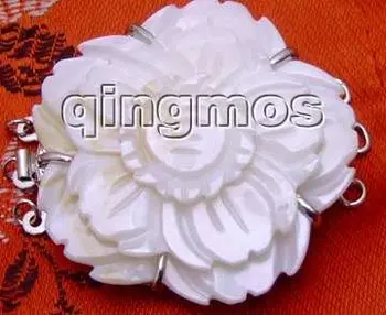 

SALE Big 45mm natural Three Layer White Flower Shell three strands Clasp-gp75