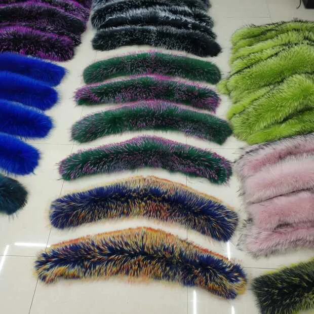 winter new real super big raccoon colorful stars hair collar one hair three colors