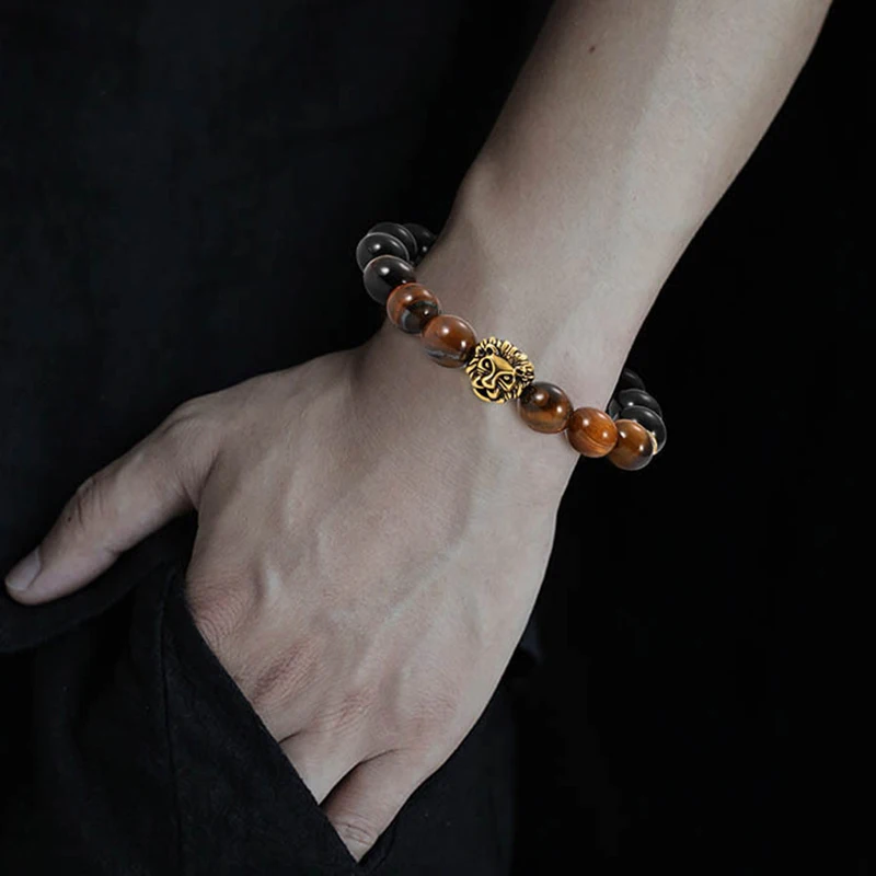 

New Fashion Hot High Quality Elastic Lion Head Bracelets Bangle Healing Balance Yoga Magnet Arrow Beads Bracelet For Men Women