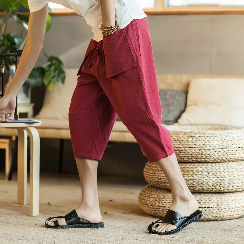 

2019 premium brand Fashion Men's summer loose haren pants/Male High quality pure cotton Casual pants size S-5XL