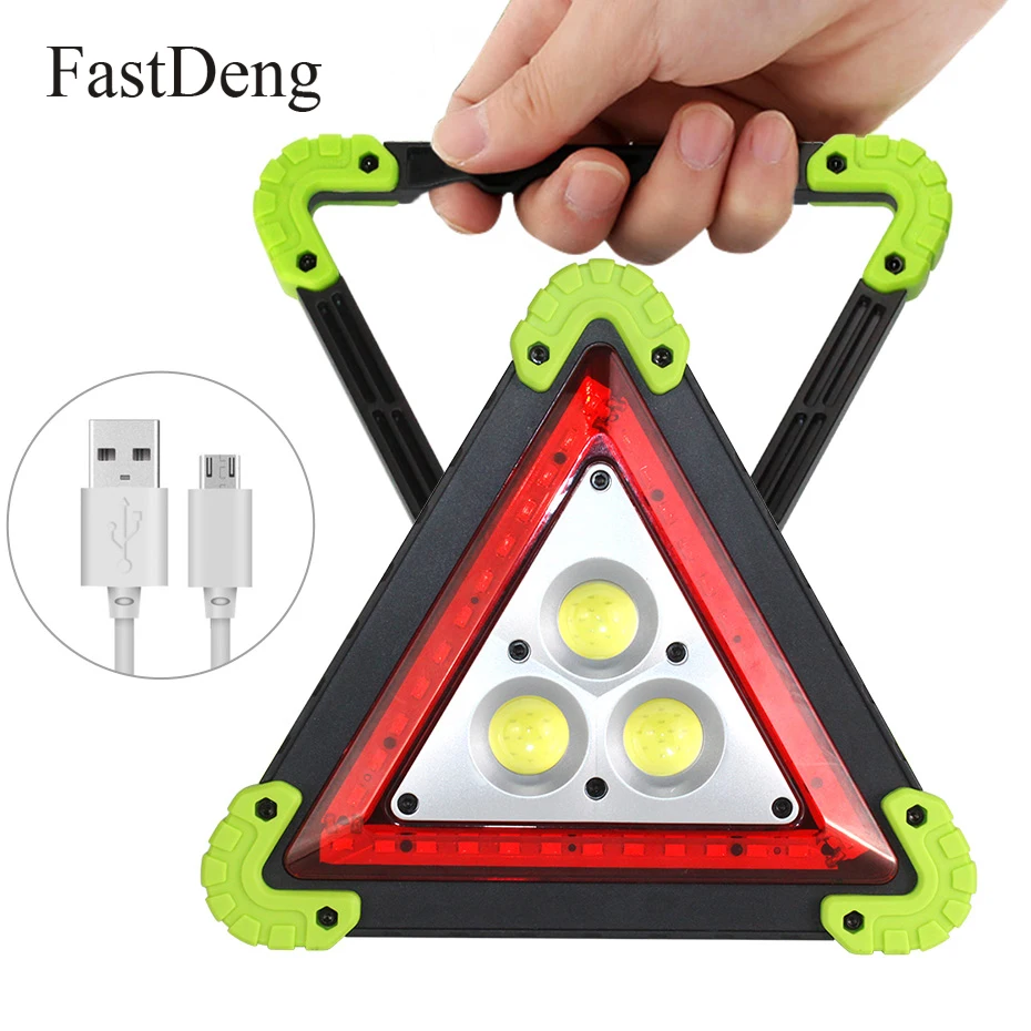 

LED Portable Spotlight USB Rechargeable COB Work Light Multifunctional Warning Lamp Flashlight Outdoor Flood Light For Camping