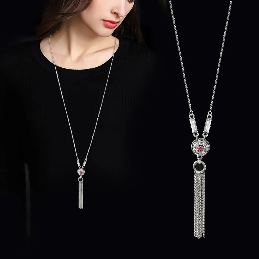 

Hot Sale 12mm Snap Jewelry Women Necklaces & Pendants Multi-size Necklace Tassel Charm Bar statement Necklace for Women gift