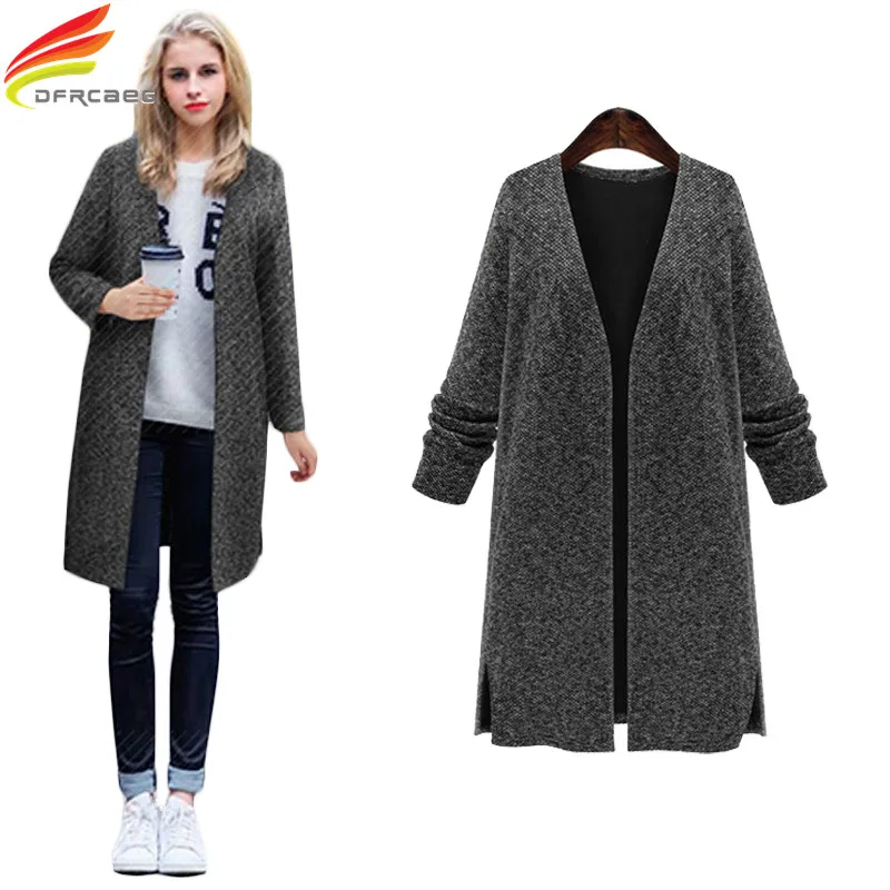 Plus velikost 4XL 5XL podzimní zimní kabát dámský 2018 V-krk límec štíhlé Cardigan Casaco ženská pletená žena dlouhé kabáty Oblečení