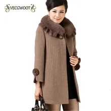 Осень-зима, Женская шерстяная куртка, среднего возраста и старше, новинка, большой размер, средняя длина, одноцветная Женская куртка, L-5XL, SES649