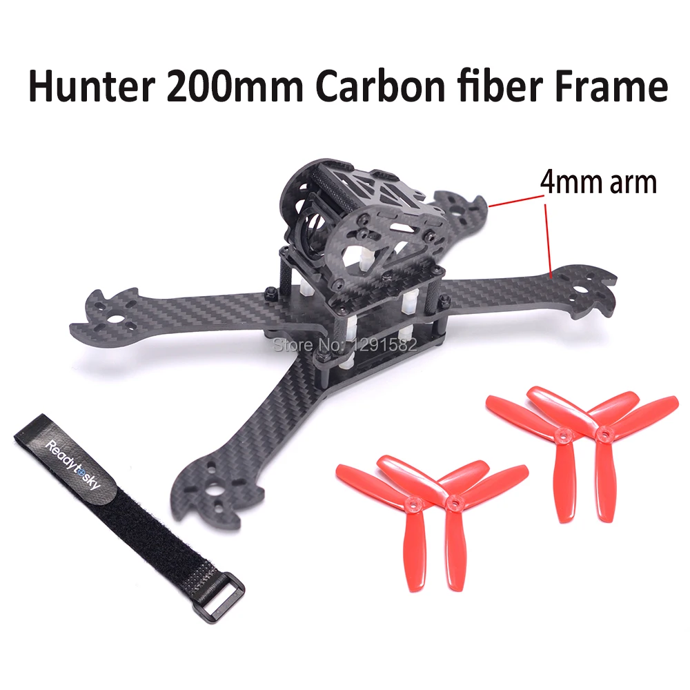 

Hunter 200 200mm full Carbon Fiber FPV Quadcopter Frame Kit with 4mm arm DIY frame + 5045 propeller for FPV Drone