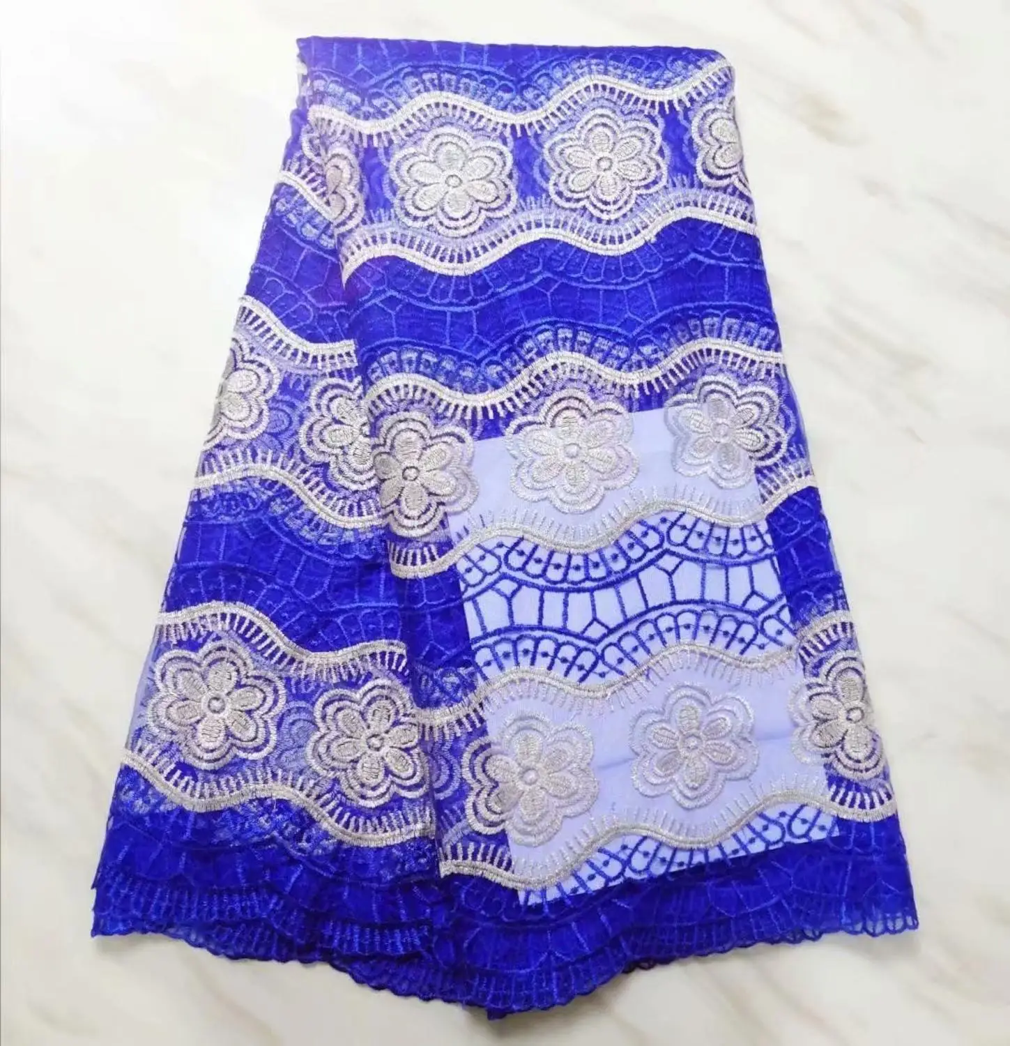 

African Lace Fabric 2019 Royal Blue High Quality 5yards Lace Tulle Lace Fabric African French Net Lace Fabric For Eveing Dress