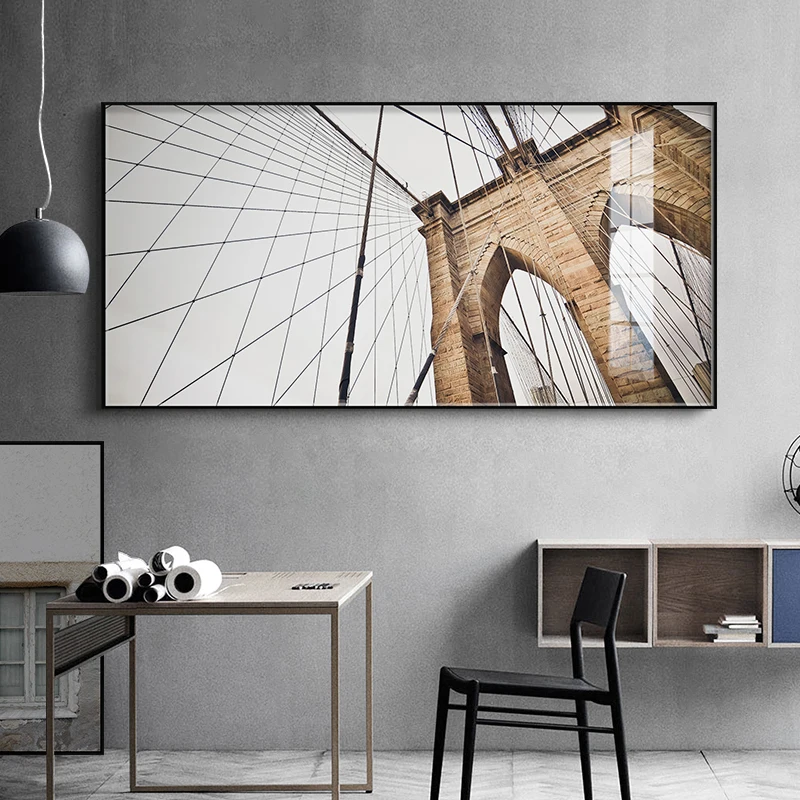 

Nordic Black and white geometric building Canvas Prints Posters Wall art Pictures for Living Room Modern Contracted Home Decor