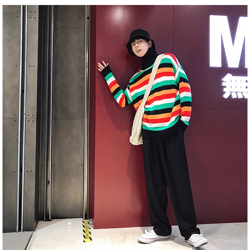 Korean Oversized Sweater Men Plaid  (5)