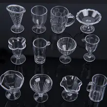 12 шт./компл. современный прозрачный Пластик мини стаканчик для мороженого кукольная посуда миниатюрный дом ремесло для детей Подарки Кухня игрушки