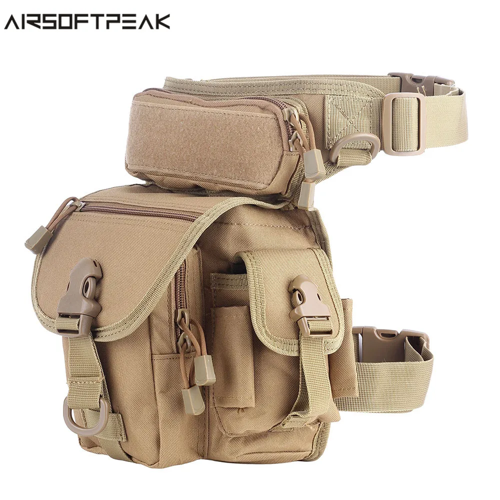AIRSOFTPEAK Tactical Drop Leg Bag 1000D Nylon Waist Packs Military Thigh Packs Tool Bags For Motorcycle Outdoor Bike Cycling 