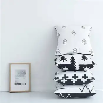 

Muslin Cross Tree Pillow Decorative Room Bedding Sofa Cusion White Black Fleece Washable Cushions Seat Pillows Cushion Core 45CM
