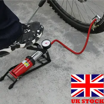 

NEW SINGLE BARREL CYLINDER FOOT PUMP AIR INFLATOR CAR BIKE BICYCLE TYRE GAUGE