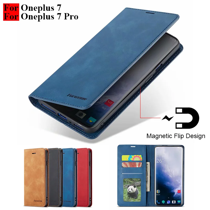 Чехол для Oneplus 7 Pro откидной Магнитный чехол телефона One Plus кожаный винтажный