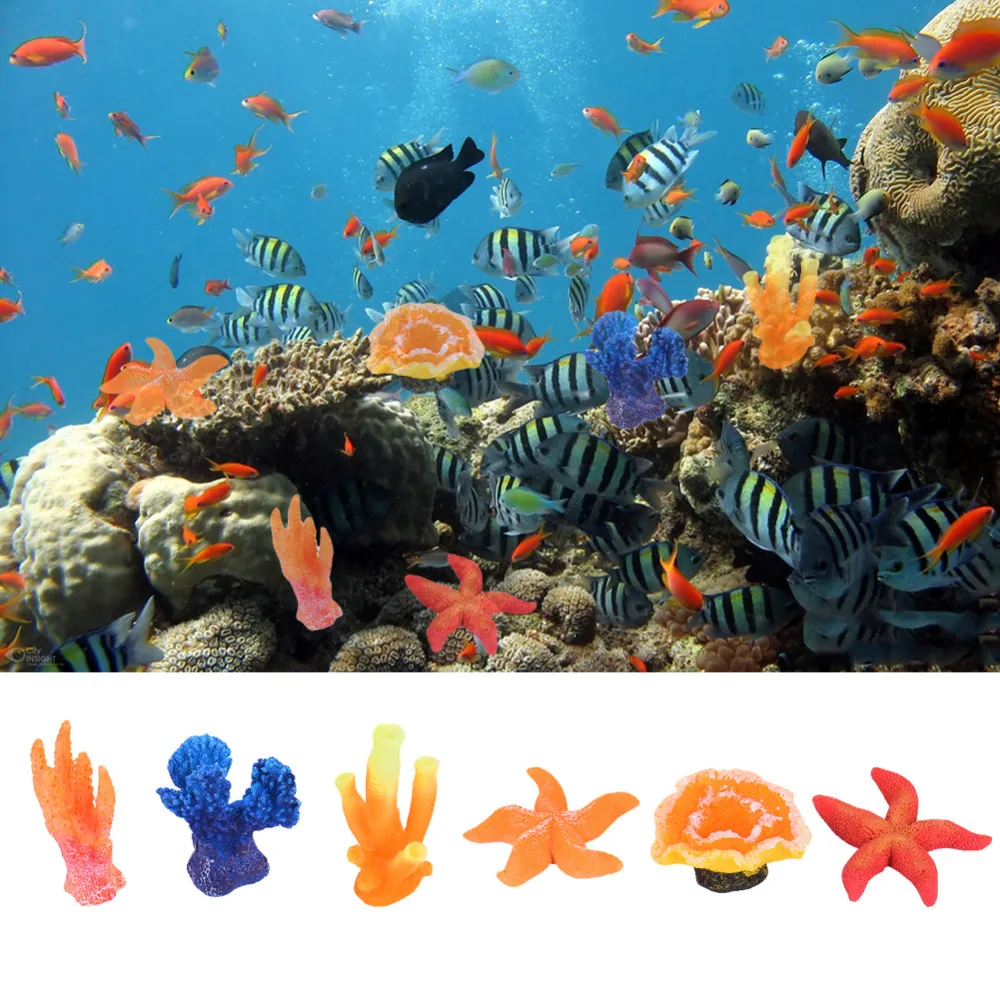 Panas 1 Pcs Simulasi Miniatur Karang Bunga Silikon Tangki Ikan