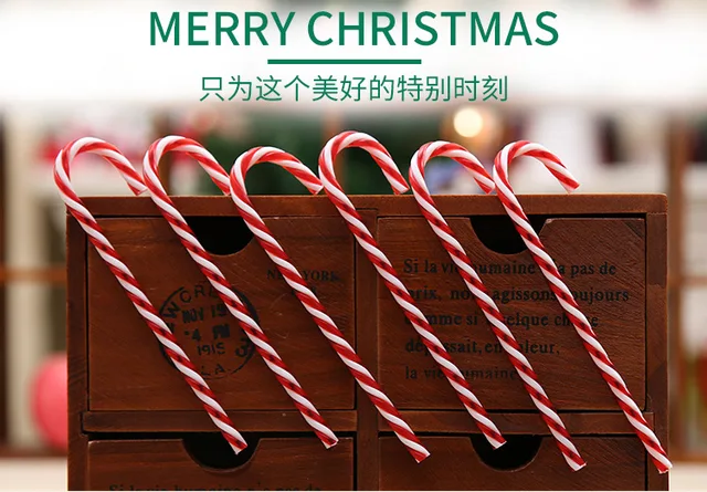 6Pcs/bag Christmas Plastic Candy Cane Ornaments Christmas Tree Hanging