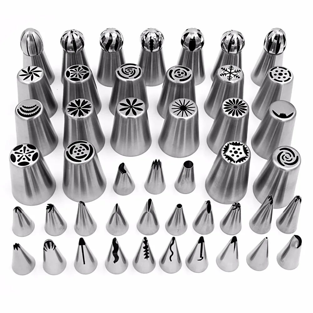 46pcs/lot Stainless Steel Cake Nozzles Russian Nozzle Pastry korean