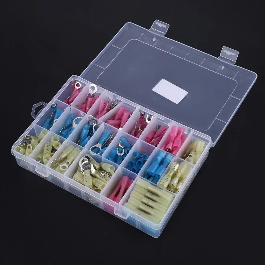 

Cable Terminal 250pcs Heat Shrink Butt Ring Terminal Insulated Electrical Wire Crimp Connector Terminal