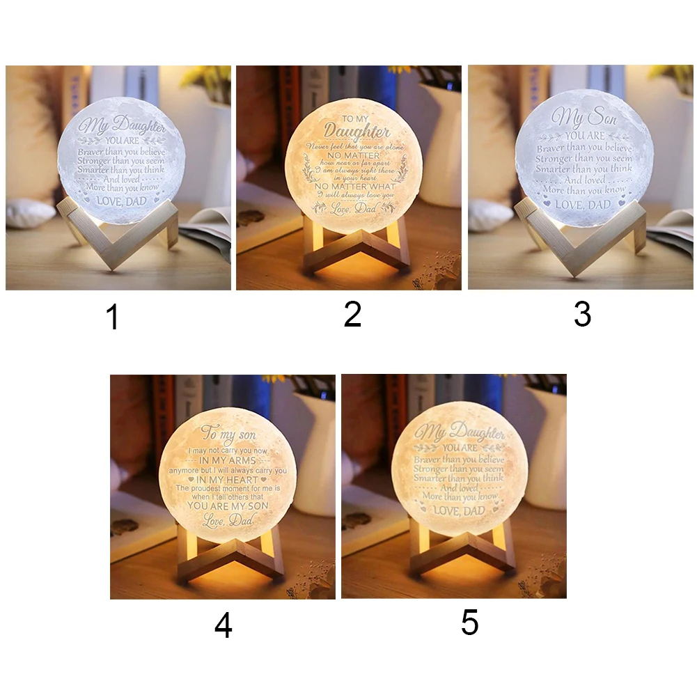 15cm Personality Lunar USB Charging Lamp Touch Control Night 3D Printing Moon Light Customized Two Color Change Bedside Lamps