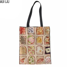 Женские сумки с короткими ручками, женская сумка на плечо, сумки из парусины с изображением еды для девочек-подростков, школьные сумки для книг, пляжные сумки для покупок