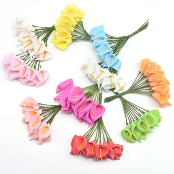 

144pcs Mini Foam White Calla Lily Fake Flowers Bouquet Artificial Flowers for Decoration Wedding Decoration Festival Present