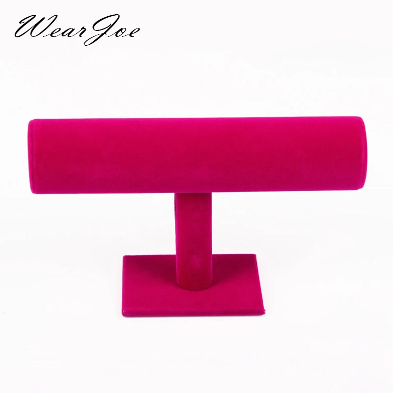 Free Shipping Soft Velvet Jewelry Display Wooden T-Bar Rack Watch Bracelet Necklace Chain Headband
