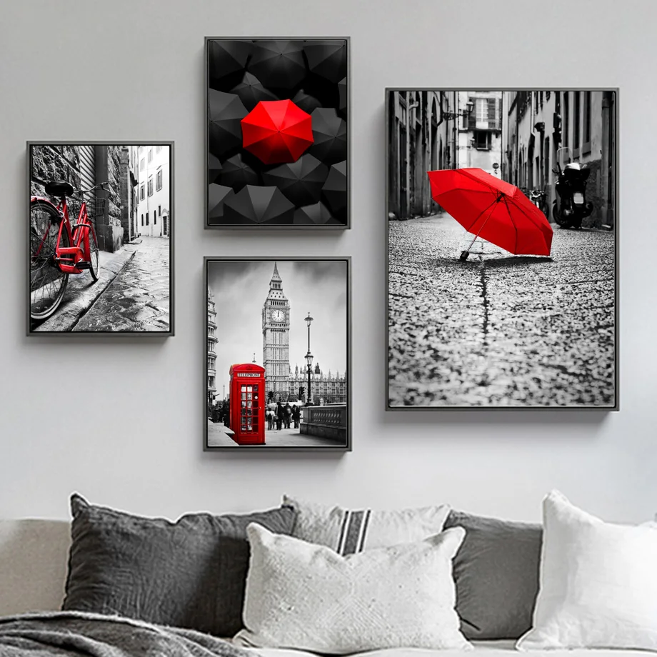 

Wall Art Canvas Painting London City Umbrella Call Box Nordic Posters And Prints Wall Pictures For Living Room Pop Art Salon