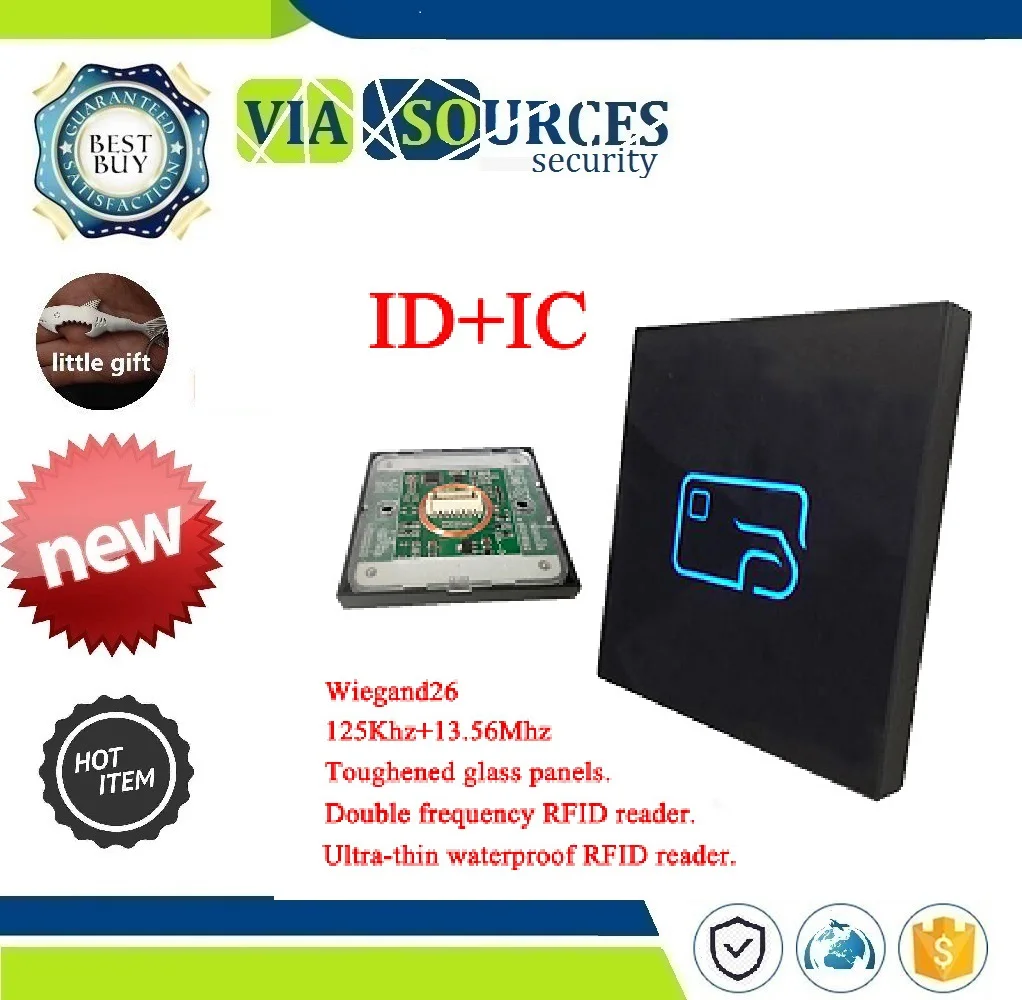 

WG26/34 dual frequency access cont Ultrathin waterproof door access control system read head IC card +ID card access card reader