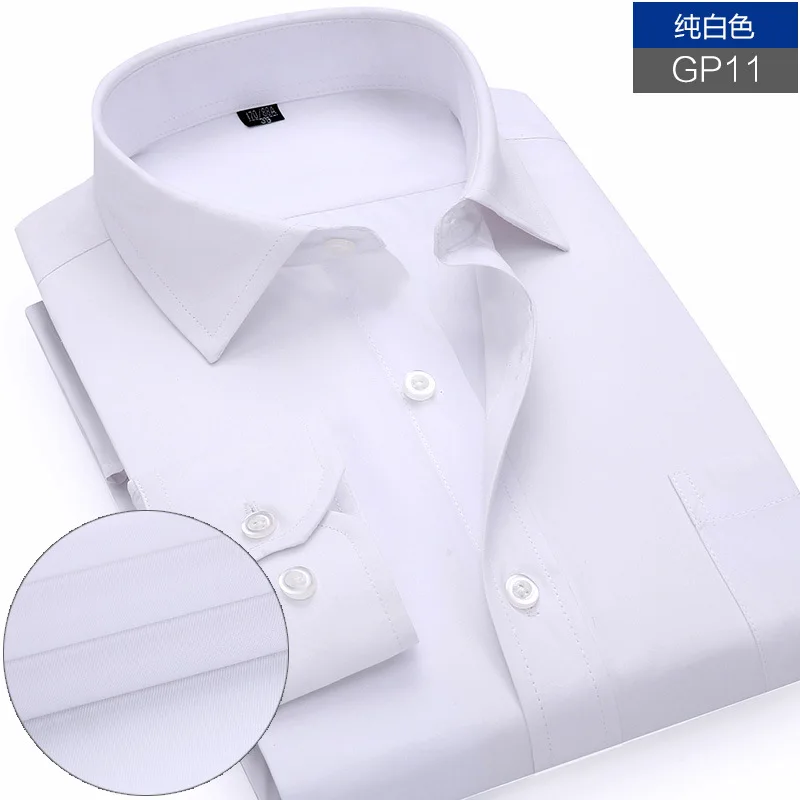 Мужская рубашка с длинным рукавом деловая рубашка - Цвет: Flat white